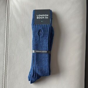 London Sock Co. - Men's Ribbed Navy Blue Organic Cotton Socks